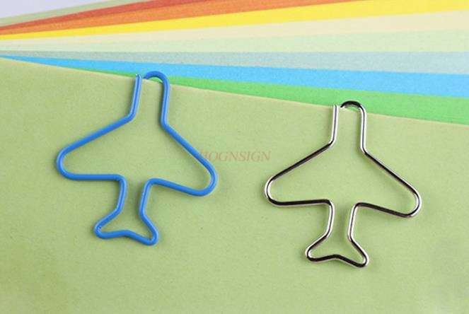 10 stücke Flugzeug papier Clip Koreanische papier Clip kreative edelstahl lesezeichen Stift farbe papier Clip