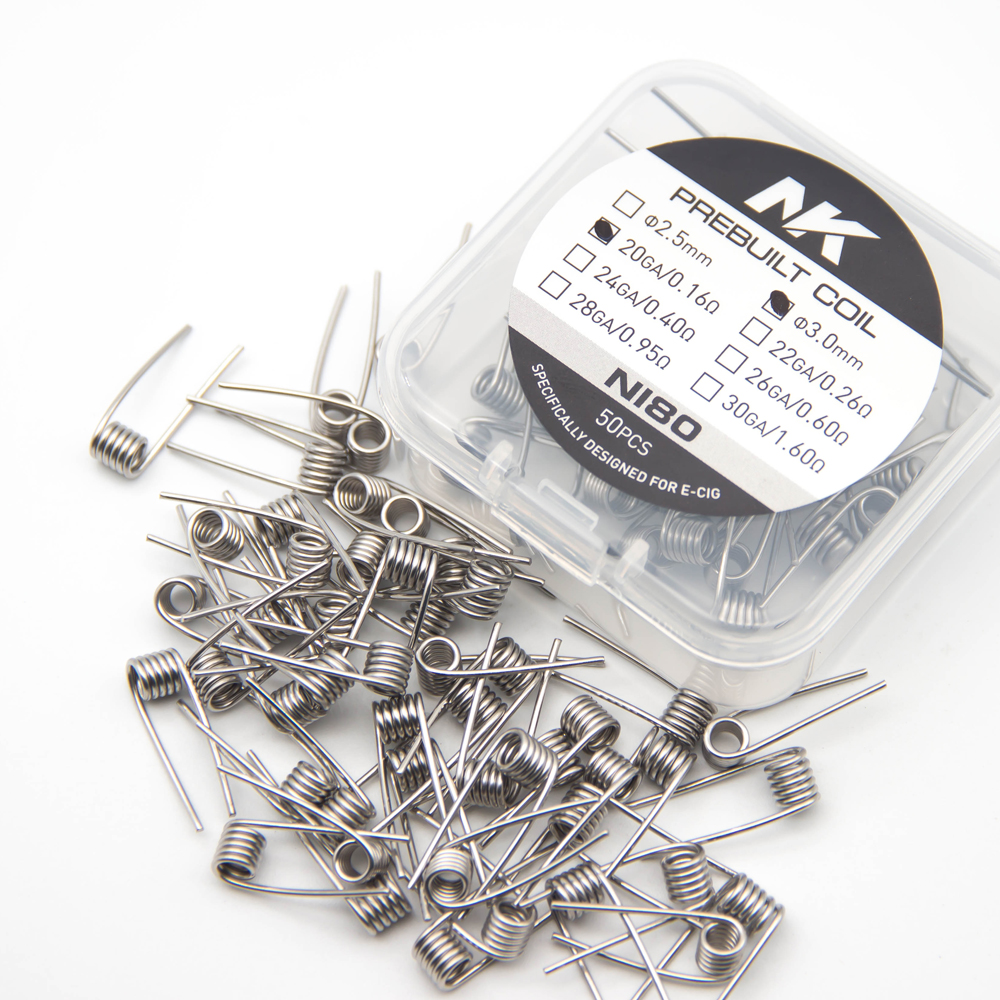 50 Pcs Gereinigd Coils Premade Nk A1 Ni80 Ni70 Awg 20 22 24 26 28 30 Voor Rda Rta rba Rebuilder Prebuilt Coils: Ni80 20G 0.16 ohm