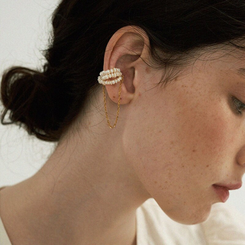 AOMU Catena Della Perla dell'annata Magnete Osso Orecchio Dei Monili Della clip dell'orecchino per Le Donne Del Regalo Del Partito no piercing