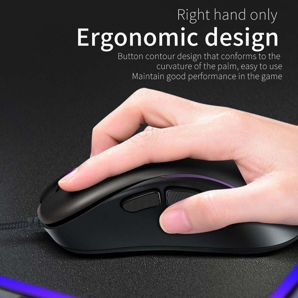RGB Lighting Define the game USB Wired 4800DPI Adjustable Gaming Mouse Mice Ergonomic Wired Mouse PC Gamer Computer Mouse