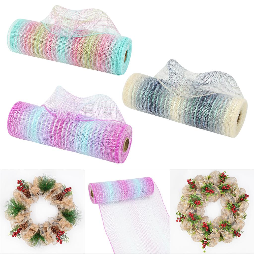 Cinta de malla decorativa de 3 colores, Rollo metálico de 10 pulgadas x 30 pies, para coronas, decoración