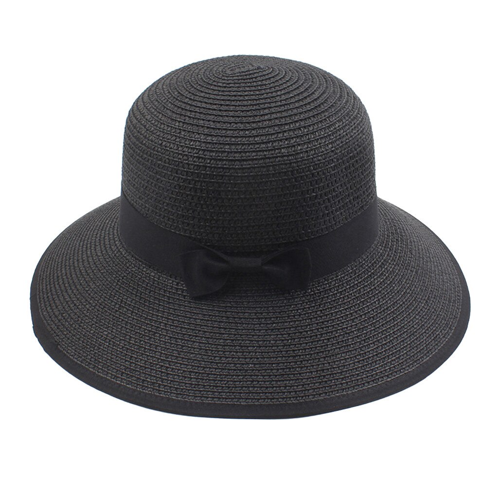 2020 moda praia palha chapéu feminino verão uv chapéu de sol das mulheres dobrável protetor solar pescador tampões dobrável enrolar floppy chapéus: BK