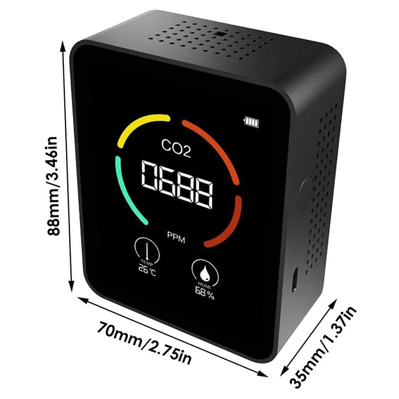 GTBL Home Air Monitor- CO2 &amp; Temp. Humidity Detector, Accurate Sensor, 400-6000 PPM,Indoor Use