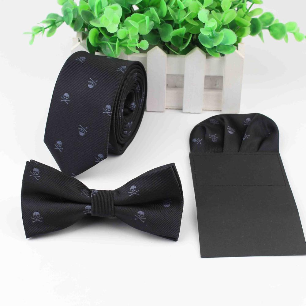 Conjunto de corbata de Halloween para hombre, corbata delgada, pañuelo de tiras, corbata de pajarita, conjunto de calavera de Papillon, horrible corbata de mariposa, Corbatas: 6