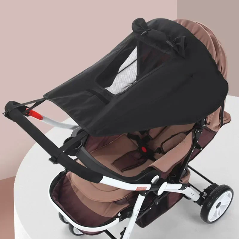 Bloques de sombra para cochecito de bebé, protección UV impermeable a prueba de viento, cubierta parasol, accesorios para actividades al aire libre, mosquitera para insectos: Negro