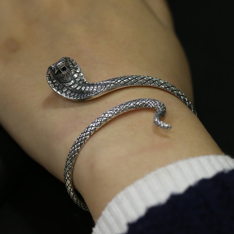 Verstelbare Viking Handgemaakte Retro Cobra Armband Slang Armband