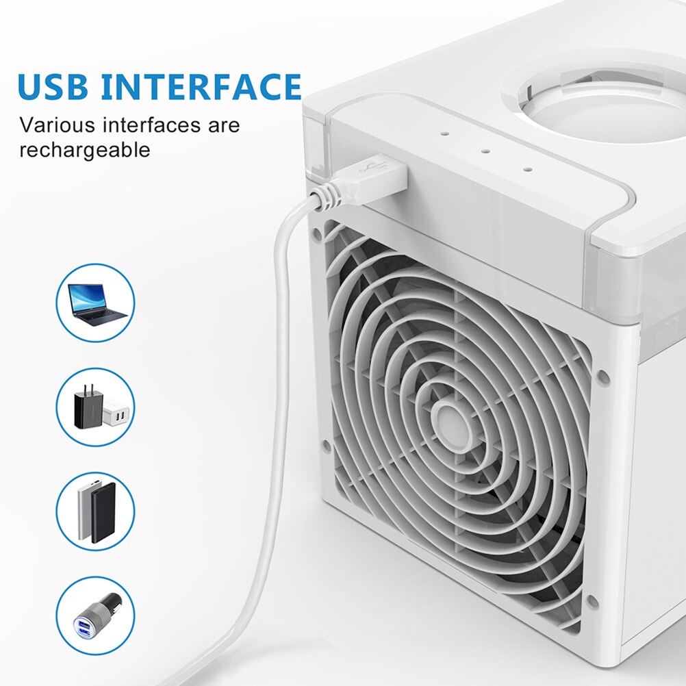 Summer Cooling Fan UV Light Mini LED Air Conditioner Home Office School Air Purifier