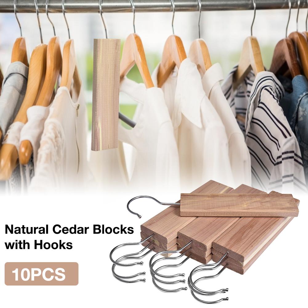 10Pcs Ceder Hang Ups Set Natuurlijke Ceder Blokken Houten Met Haken Voor Kleding Kasten Lades Kasten Opbergdozen Verwijderen geur