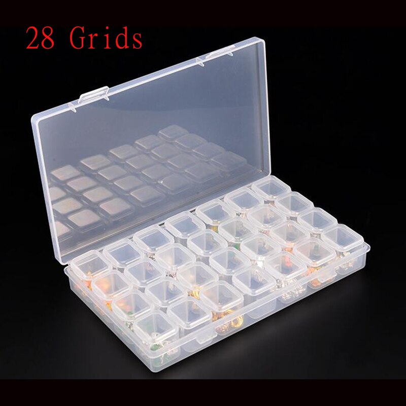 56/28 Grids 5D DIY Diamond Painting Drill Box Jewelry Box Rhinestone Embroidery Crystal Bead Organizer Storage Case Container: 28 Grid-White