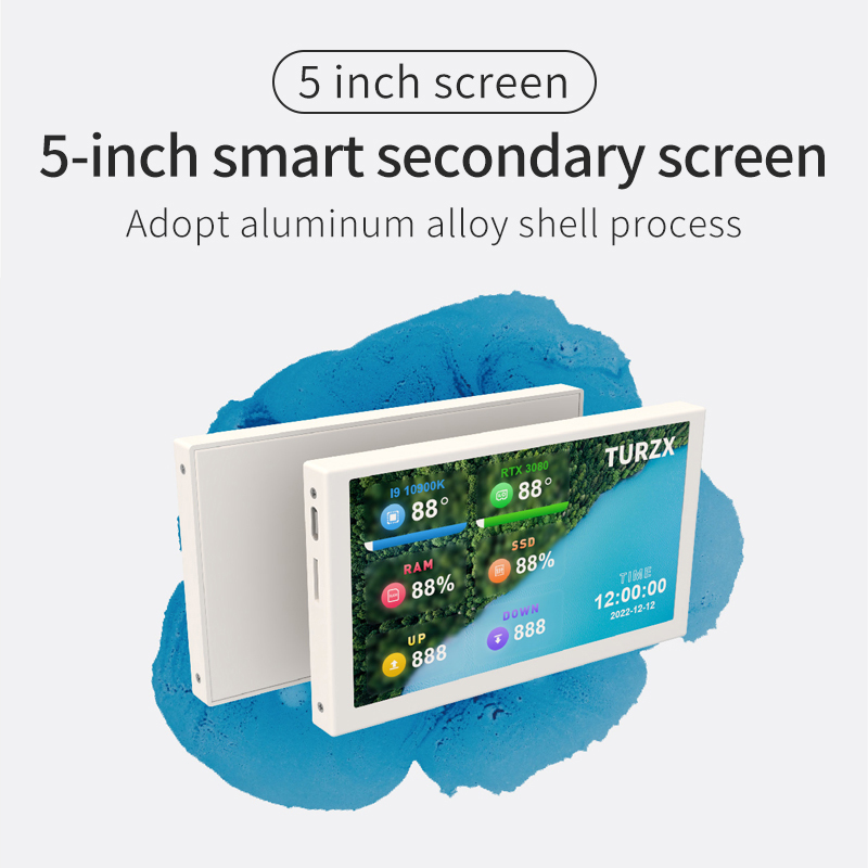 5-Zoll-USB-C-Sekundärbildschirm IPS 800 x 480 LCD-Computer-Hardware-Monitor, kein AIDA64-Display erforderlich, mit Gehäuse aus Aluminiumlegierung