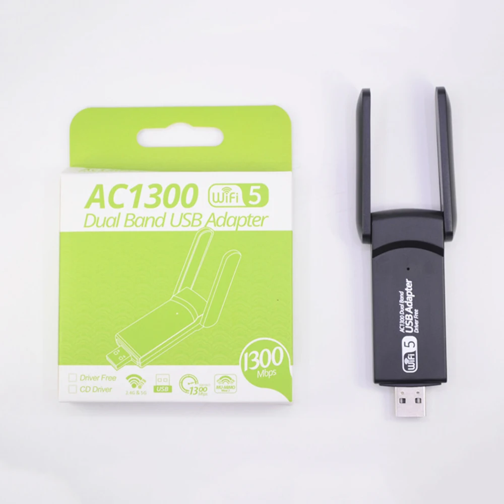 1300Mbps USB WiFi Adapter AC1300 WiFi 5 Ethernet Network Card Dual Band 5G 2.4G USB2.0 WiFi Dongle for PC Laptop WiFi Receiver