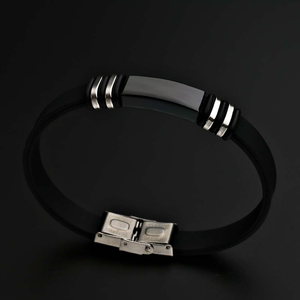 Zwarte Mode Anime Armband Voor Mannen Lederen Armband Roestvrij Staal Rubber Armbanden Sieraden Paar Jaar