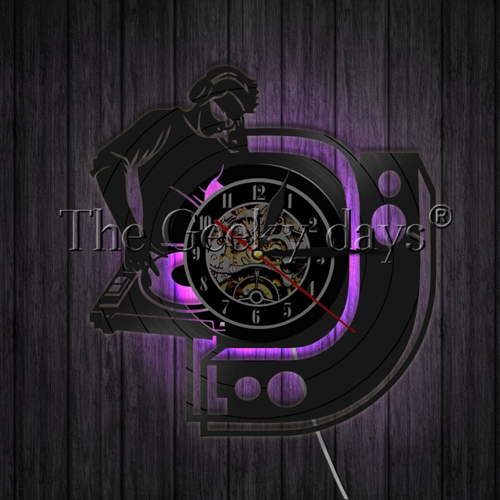 DJ Wall Clock Music Vinyl Record Wall Clock Modern 3D Wall Watch Timepiece Home Decor Best For Rock N Fans