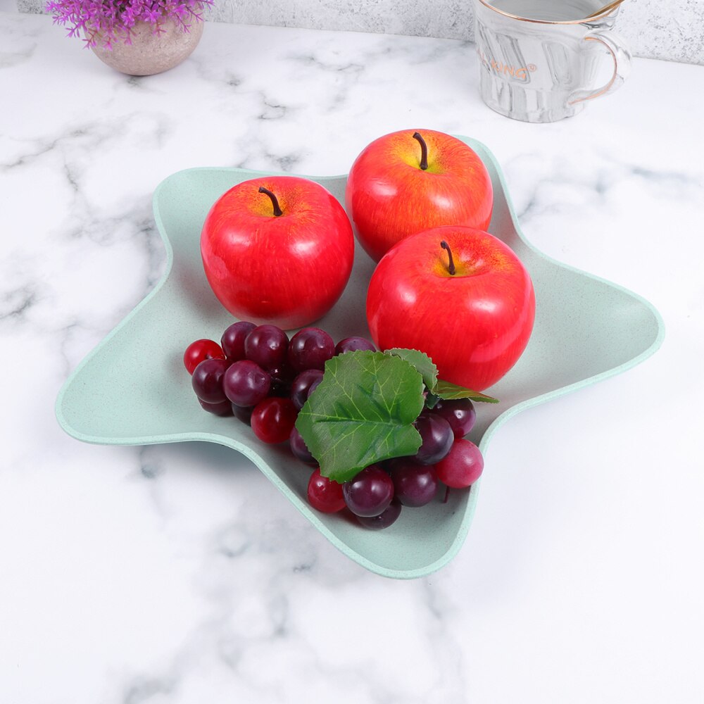 Chic Tarwe Stro Plaat Star Vorm Fruit Platen Candy Schotel Gedroogd Fruit Lade Voor Party Home (Nordic Groen): Nordic green