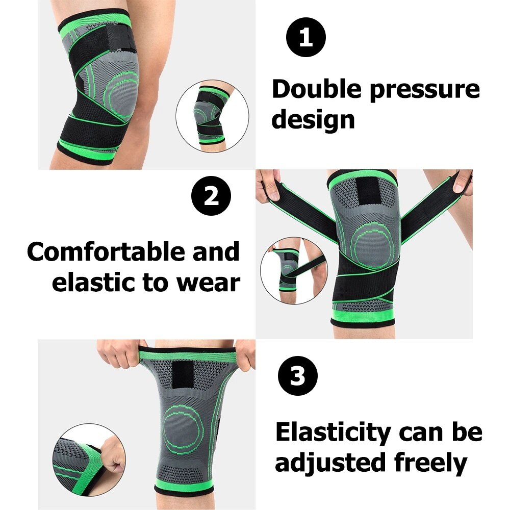 1Pc Sports Knee Brace Support Compression Knee Sleeve with Adjustable Strap for Leg Pain Relief Meniscus Tear Arthritis ACL MCL