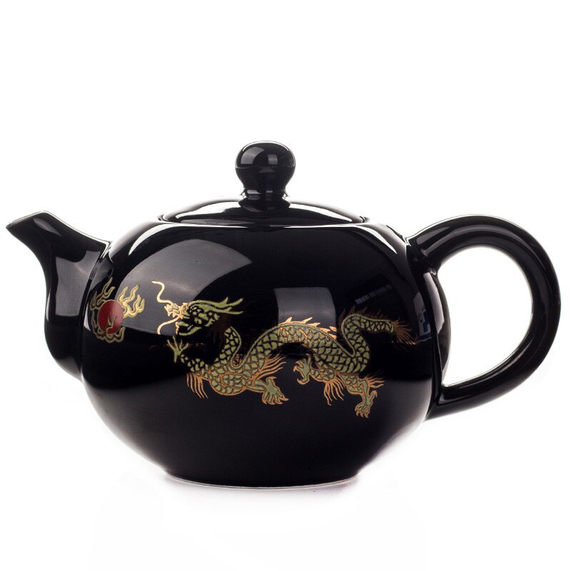 Black Ceramic Tea pot Chinese Dragon TeaPot handmade Teapot easy teapot kettle Ceramic Tea Set Kettle Kung Fu Teaware: 04