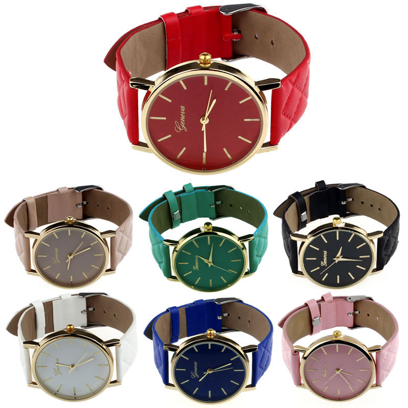 horloge vrouwen Checkers Faux dame jurk horloge, vrouwen Casual Lederen quartz-horloge Analoog horloge relogios feminino