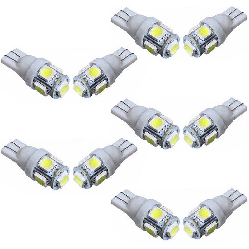 20pcs Car Lights T10 5050 5-SMD White Interior LED Reading 5W Replacement