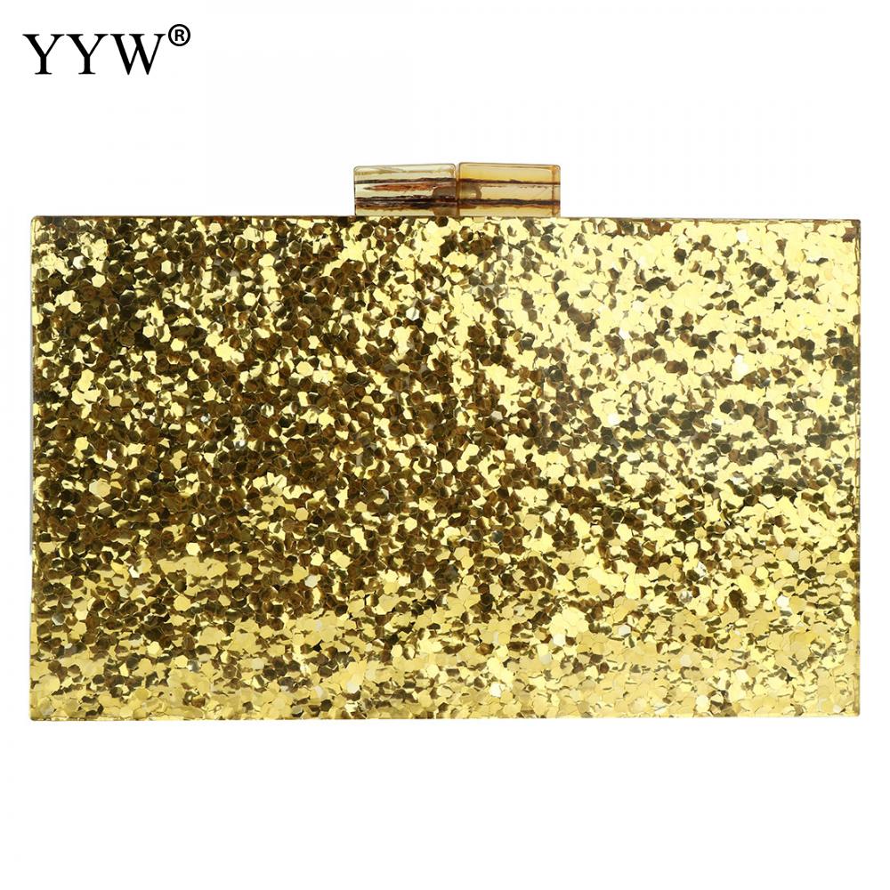Nova carteira elegante multi-color sequin noite saco de luxo feminino festa de núpcias baile de formatura blingbling bolsa de embreagem de casamento acrílico: gold