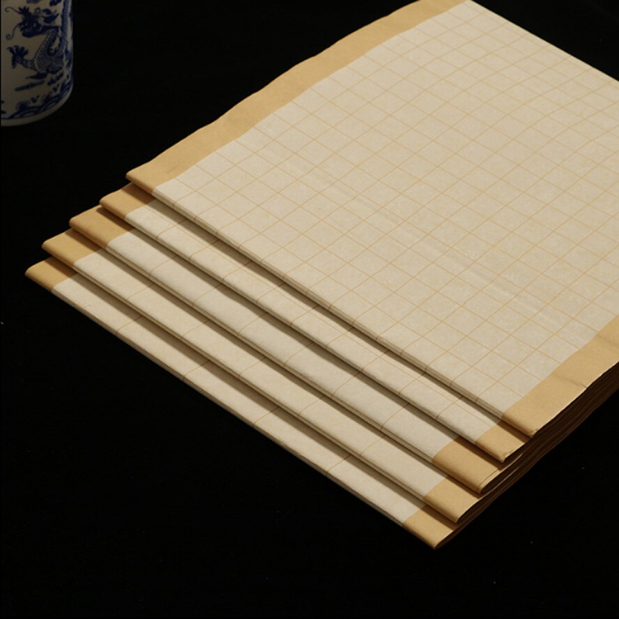34*138cm kinesiske firkantede rispapir graf xuan papir til maling af kalligrafi praksis papir med ternede mønstre