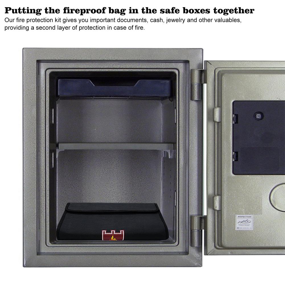 Dubbelzijdig Draagbare Bestand Zak Brandwerende Waterdicht Hittebestendig Thuis Document Zak D25