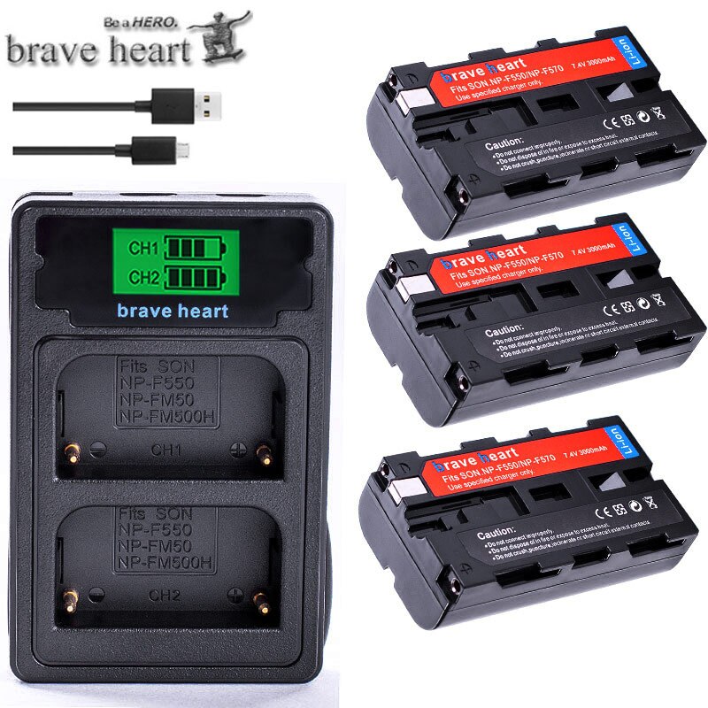 NP-F550 Batteries + NP-F530 NP F550 F570 Charger for Sony NP-F570 CCD-SC55 CCD-TRV81 DCR-TRV210 MVC-FD81 NP-F730 NP-F750 Hi-8: charger and 3battery