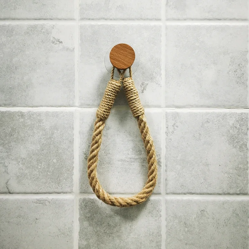 Toallero adhesivo sin clavos, gancho de madera para baño, toallero de papel, juego de accesorios para baño, soporte de papel, gancho de madera: Blanco
