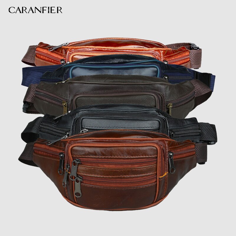 CARANFIER 5PCS Mannen Lederen Taille Packs Mannen Organizer Reizen Taille Pack Noodzaak Taille Riem Mobiele Zak: 5pcs