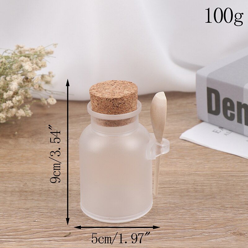 100/200/300g Bath Salt Bottle Round Cosmetic Empty Matte Cork Jar Women Mask Facial Container Refillable Bottles With Wood Spoon
