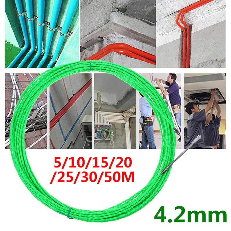 5/10/15/20/25/30/50m 4mm Cable Puller Fiberglass Electric Cable Wire Puller Electrical Tape Wire Cable Guide Device Aid Tool