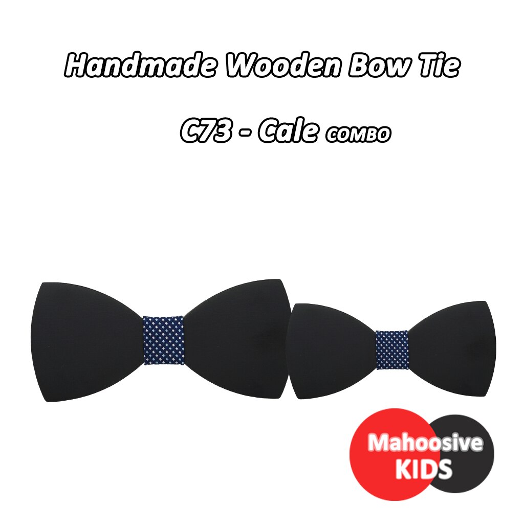 Mahoosive Kinderen Kids Jongens Hout Effen Kleur Wedding Pre Gebonden Clip Kind Nek Strikjes Stropdassen C71-C76 COMBO: C73 - Cale COMBO