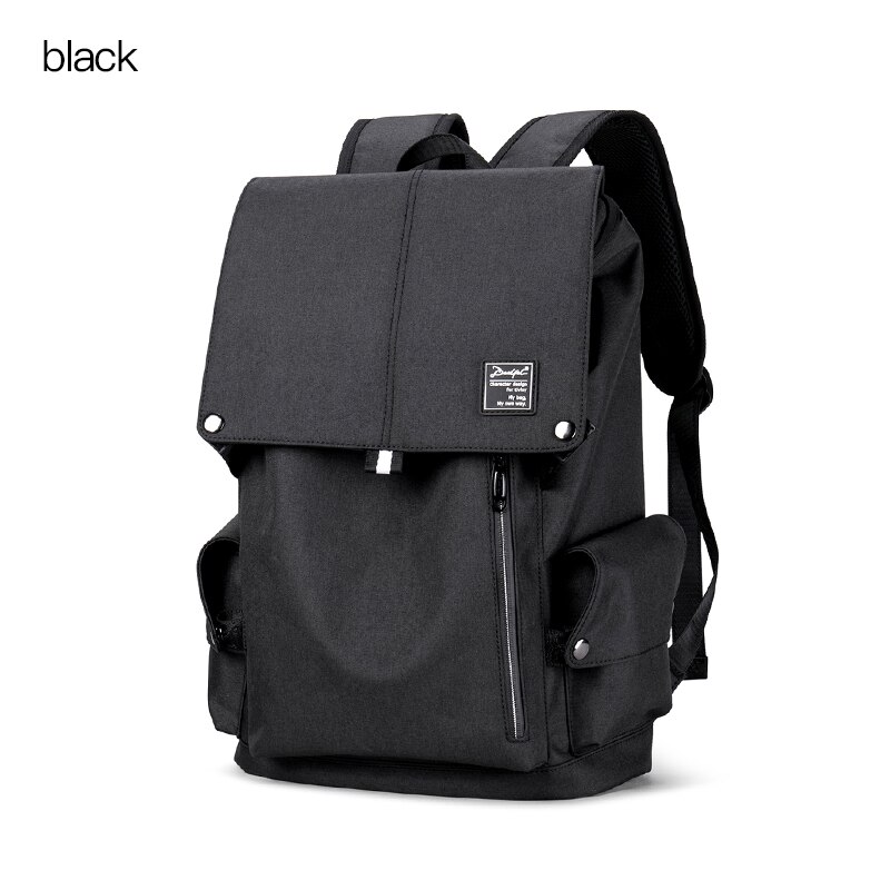 Casual mochila masculina tendência da moda juventude viagem moda estudante faculdade mochila simples computador mochila: Black