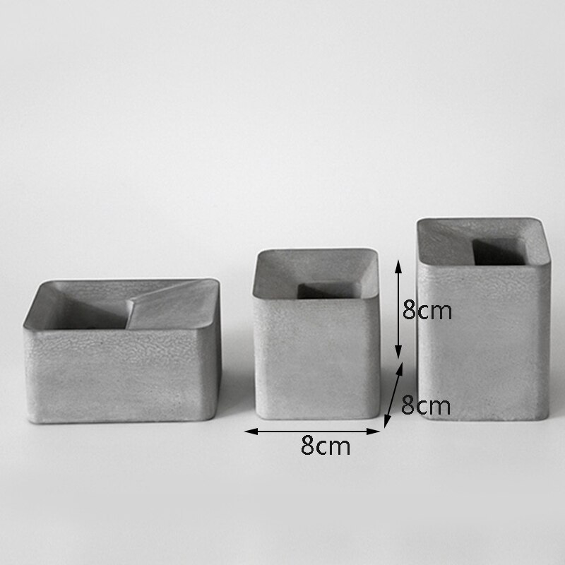 Molde rectangular grande de cemento para maceta de silicona, jarrón para el hogar, decoración de plantas suculentas, maceta de hormigón, moldes de jarrón de lápiz: 8x8x8cm