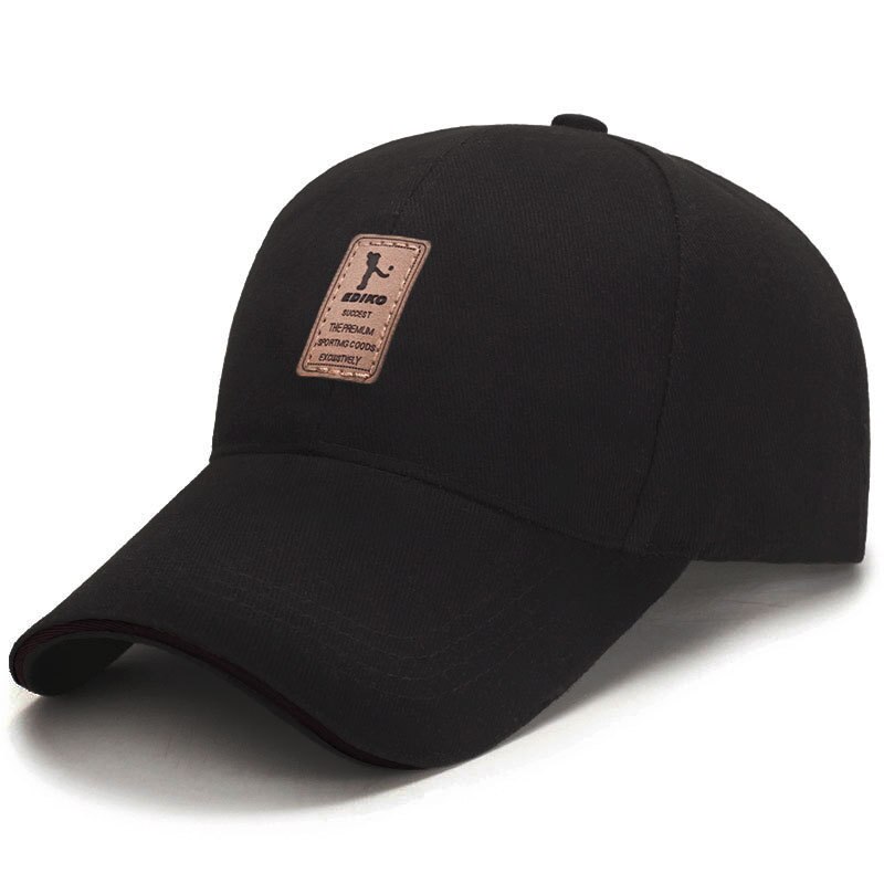 Baseball Cap Männer Frauen 100% Baumwolle Dicker Material Krempe Länger Keine reizung der Haut Plain Schwarz Sport Cool Einstellbar: Black