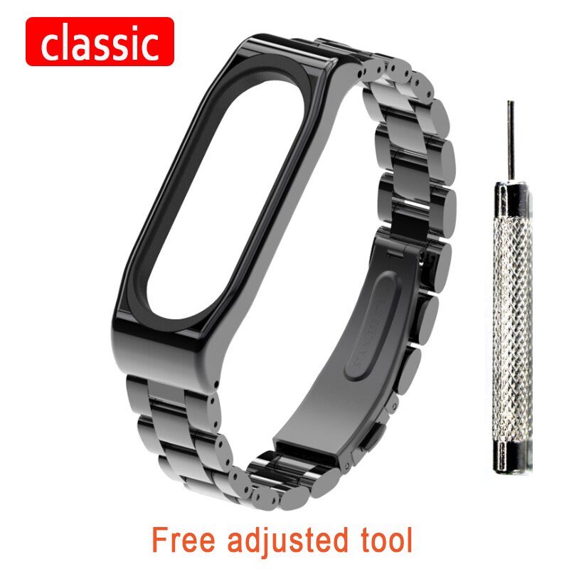 Mijobs Cinturino In Metallo Per Mi Band 4 Cinghia Senza Viti Bracciale In Acciaio Inossidabile Per Xiaomi Mi Banda 4 In Metallo Cinturino di Ricambio: Classic Black