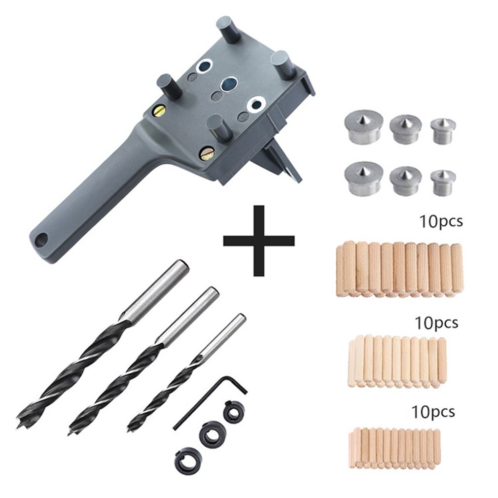 Straight Hole Wood Drill Guide Locator Portable Drilling Puncher Doweling Saw Jig Set Woodworking Carpentry Tools