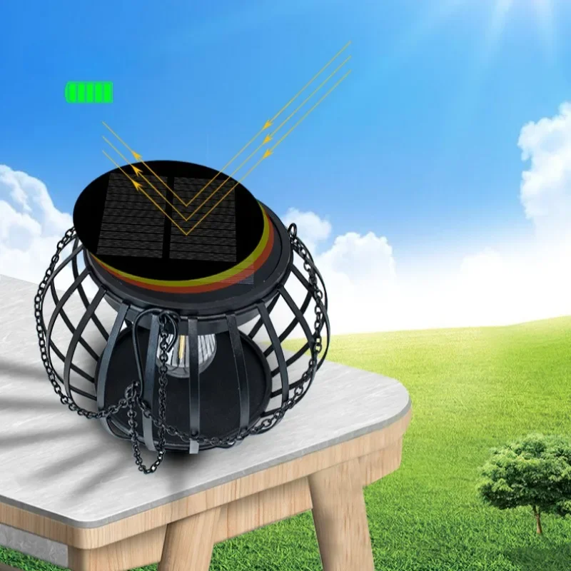 Outdoor zonne-verlichting Hangende zonne-verlichting Outdoor tuin Metalen hanglampen Decoratieve verlichting Tuin