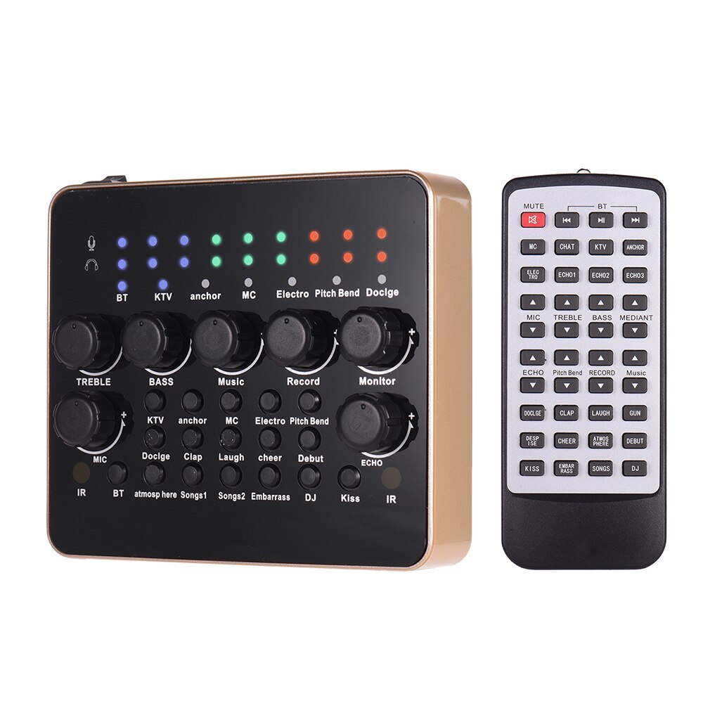 Carte son portable rechargeable en direct, changeur de voix, carte son intégrée, multiples effets sonores, connexion bt avec télécommande