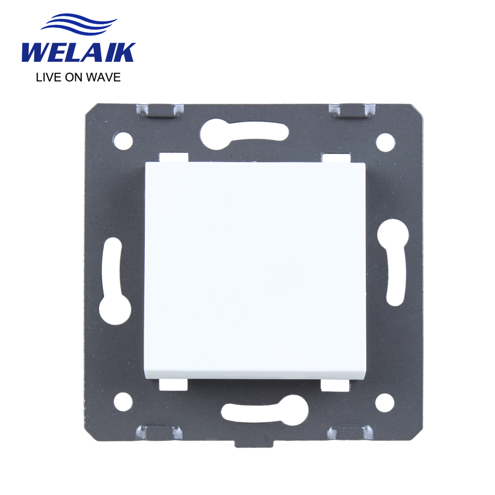WELAIK EU Light Wall-Switch-DIY Parts-Push-Button 1Gang-1Way Without Crystal-Glass-Panel 220V 5A 45*45mm A711W
