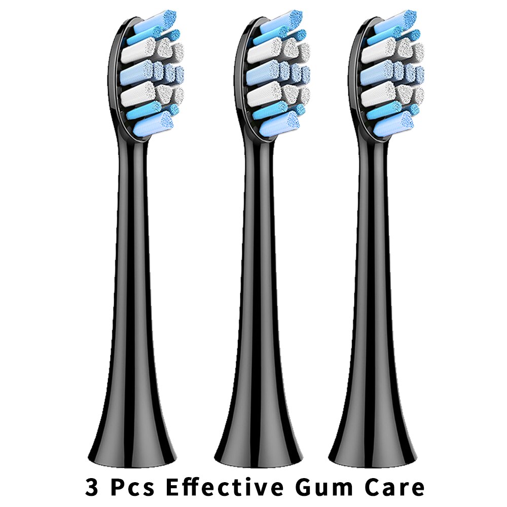 Replacement Toothbrush Heads Compatible with Phillips Sonicare Fits 2 Series 3 Series Plaque Control DiamondClean FlexCare: 3Pcs-BK-Gum