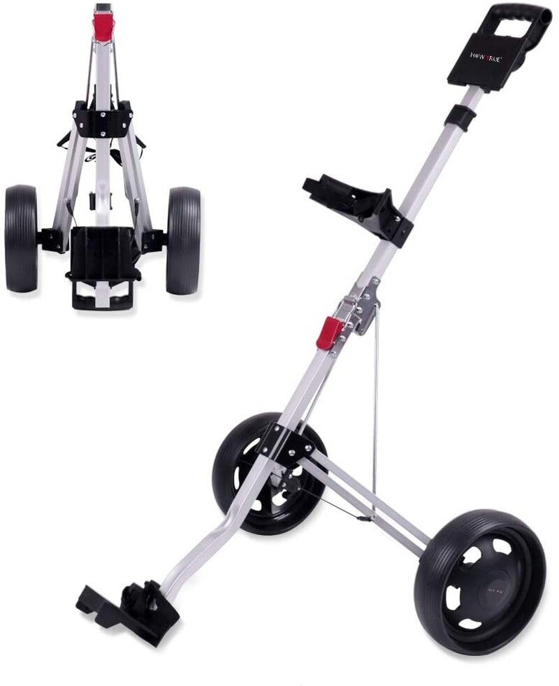 How True 2 Wheel Foldable Golf Push Cart Collapsible Golf Trolley Push Pull Golf Cart