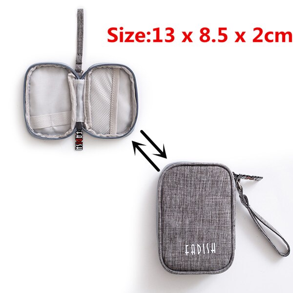Akcesoria podróżne torba cyfrowa Power Bank kabel do ładowarki USB pokrowiec na słuchawki duży, odporny na wstrząsy pakiet elektroniczny Organizer: C- mini pouch