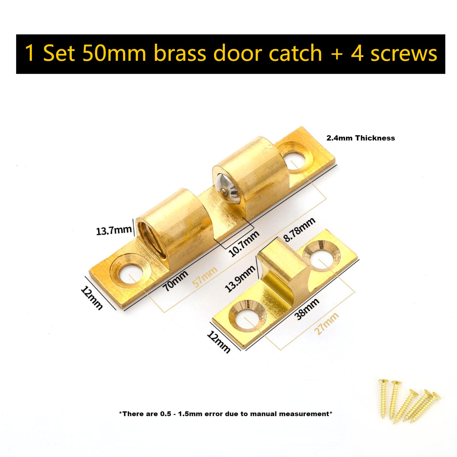 Cabinet Door Catch Solid Brass Adjustable Spring Ball Latch Furniture Door Closer with Free Screws 40mm/50mm/60mm/70mm: Brown