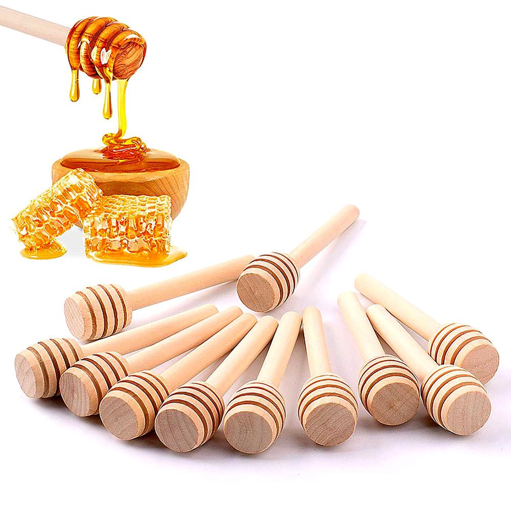 24/60- pack trä omrörare honung skopa trä honung sked stick för honung burk stick samla och dispensera honung verktyg