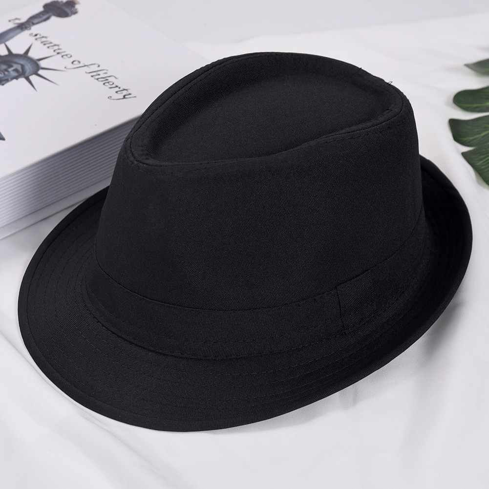 Sombrero de estilo británico de Jazz para hombre y mujer, sombrero informal, negro, para playa y verano