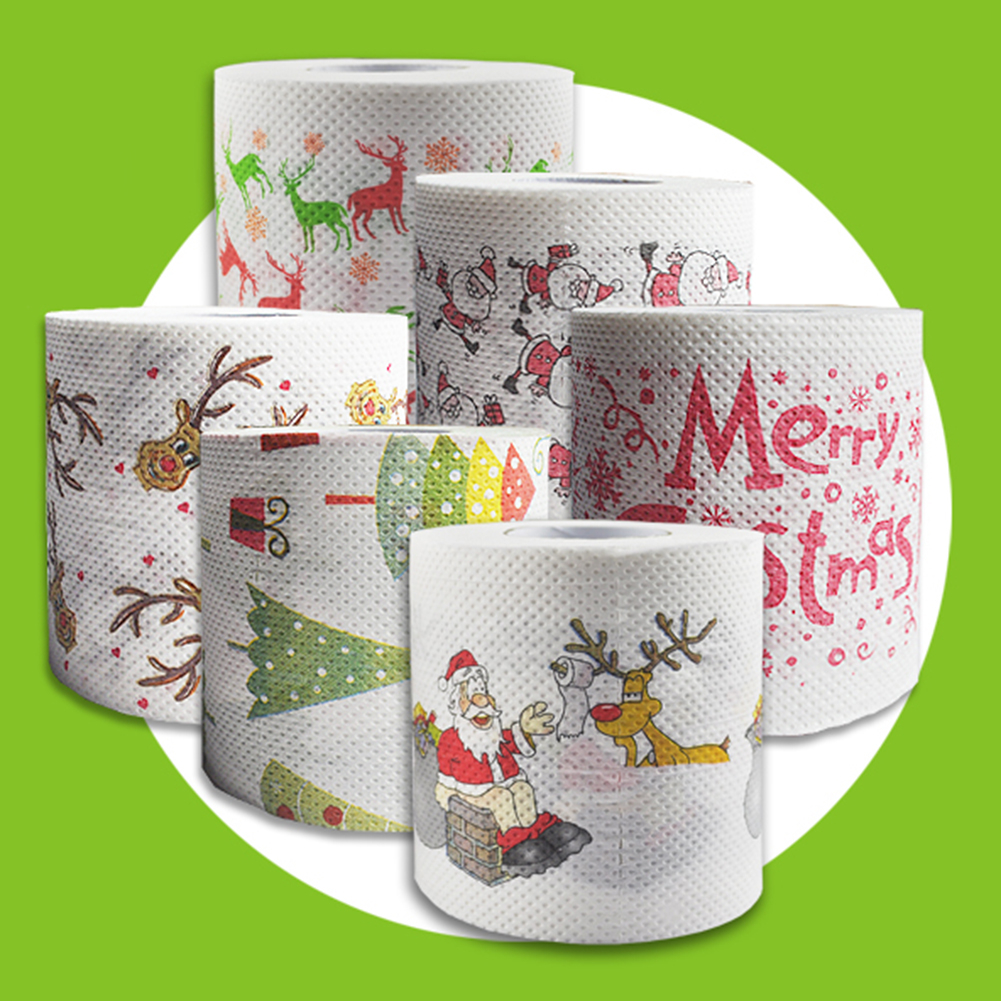 Papier toilette en rouleau de papier | Série motifs de noël, imprimés amusants, motif père noël
