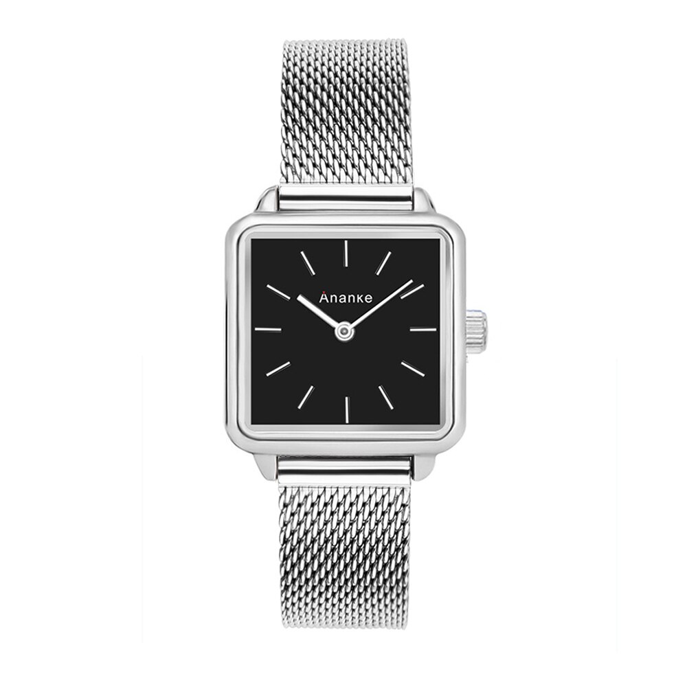 Ananke – montres à Quartz pour femmes, en acier inoxydable, bracelet en maille, étanche, carré or Rose, cadran Simple, AN25