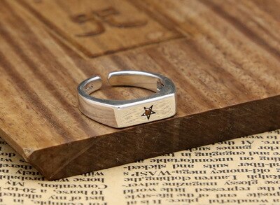 925 sterling zilveren ringen met een soepele opening en een vijfpuntige ster met ingelegde zirkonia voor mannen of vrouwen, trouwring