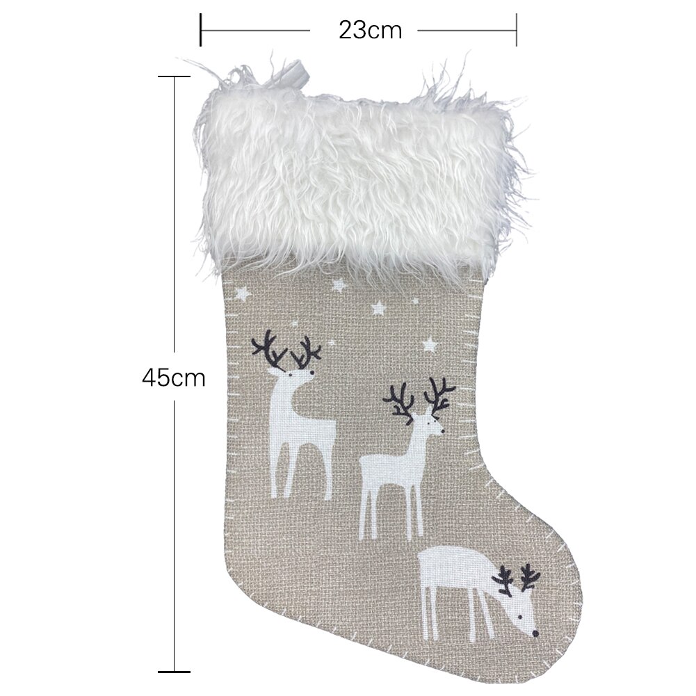 10PC /set Small Size Christmas Stockings Cute Elk Printing Christmas Stockings Festival Decoration
