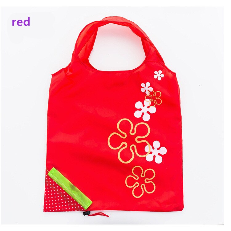 Reusable eco-friendly bag Foldable shopping bag Strawberry bag Handbag Foldable Grocery storage bag Nylon tote Bag: red